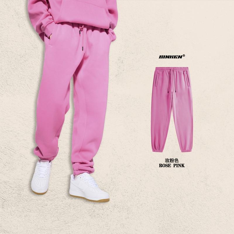 Men Women Warm Fleece Lined Hooded Sweatshirt Set Casual Loose Fit Winter Outfit Pure Color Streetwear