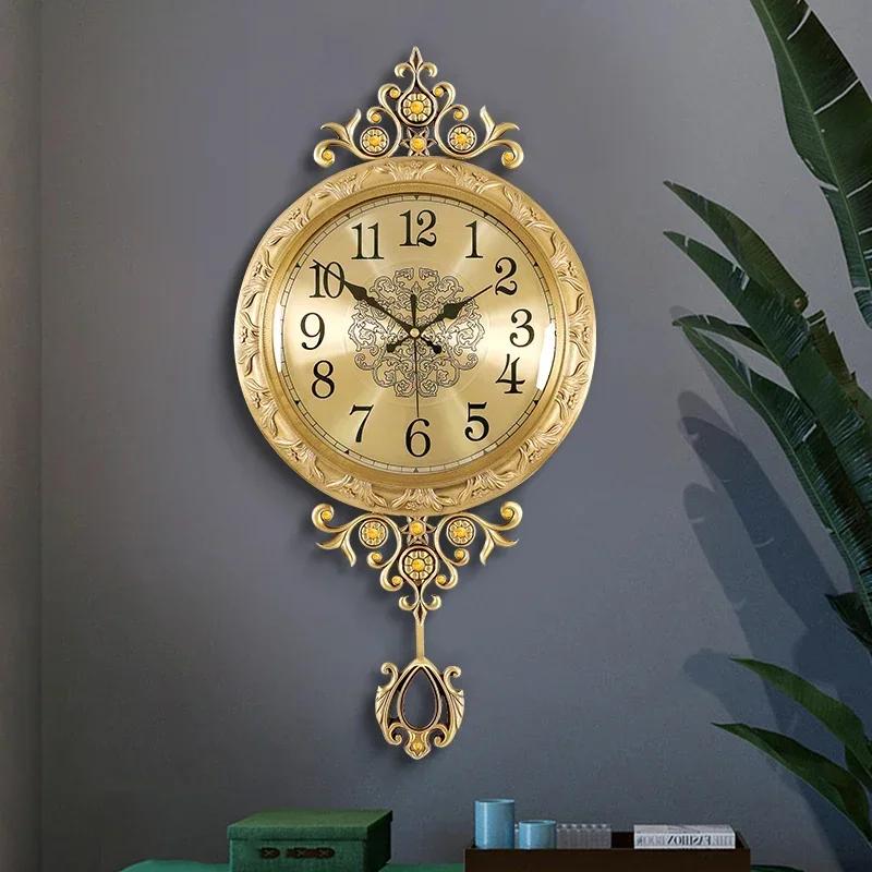 Funky Big Size Wall Clocks Hands Unique Living Desk Golden Wall Clocks Pendulum Modern Horloge Murale Luxury Design TY140YM1C2B2