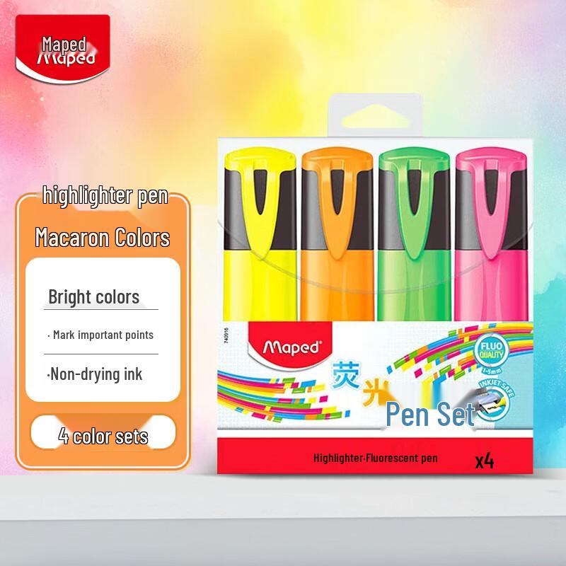 Maped Classic 4-Color Chisel Tip Highlighter Set