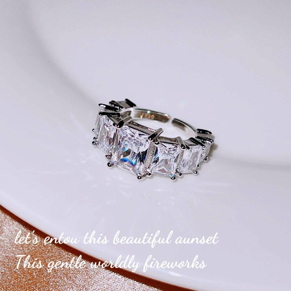 

Luxury Sparkling Square Zirconia Open Ring for Women Fashion Statement Jewelry