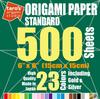 Taro's Origami Studio Standard Size 15cm Paper Pack 500 Sheets 23 Colors One Side White Gold Silver Included
