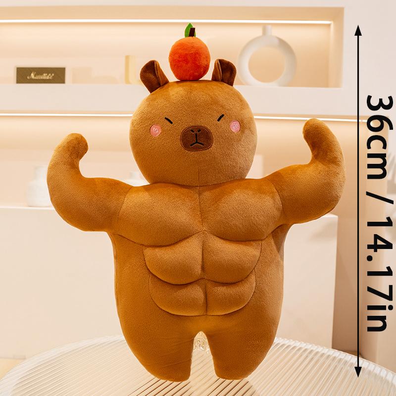 

Cute Muscle Capybara Plush Toy Fruit-headed Soft Stuffed Animal Pillow Chest Muscle Boyfriend Sleeping Pillow Girl Birthday Gift 36cm