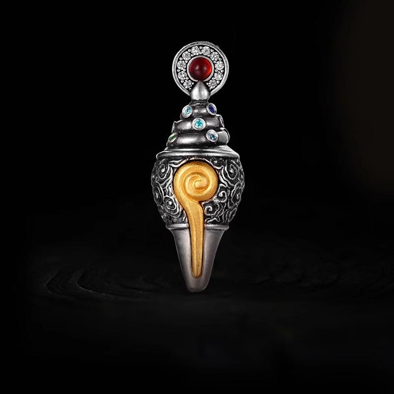 Aishang Right-Handed Spiral Pendant, Tibetan Style Amulet, Ethnic Style Protective Amulet, Direct Sale