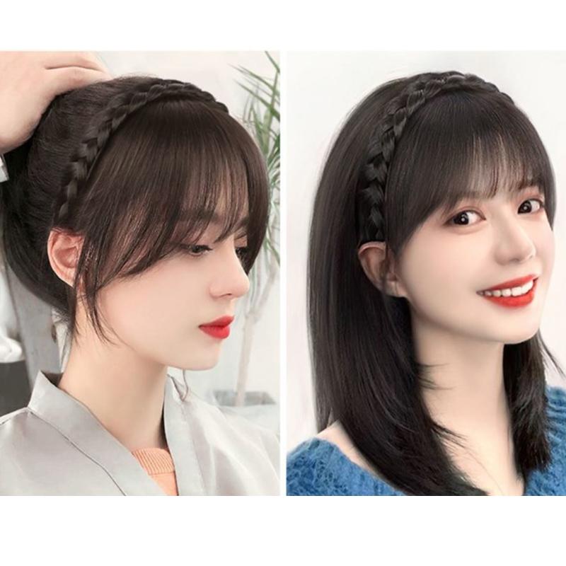 Wig Headband Air Bangs Natural Invisible Straight Bangs Seamless Natural Forehead Fake Bangs Hairstyle Tools