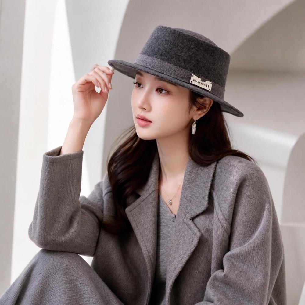 Wool Felt Women's Wool Hat Flat Top French Fedora Hat New Retro Lady Hat  Autumn Winter Daily Wear