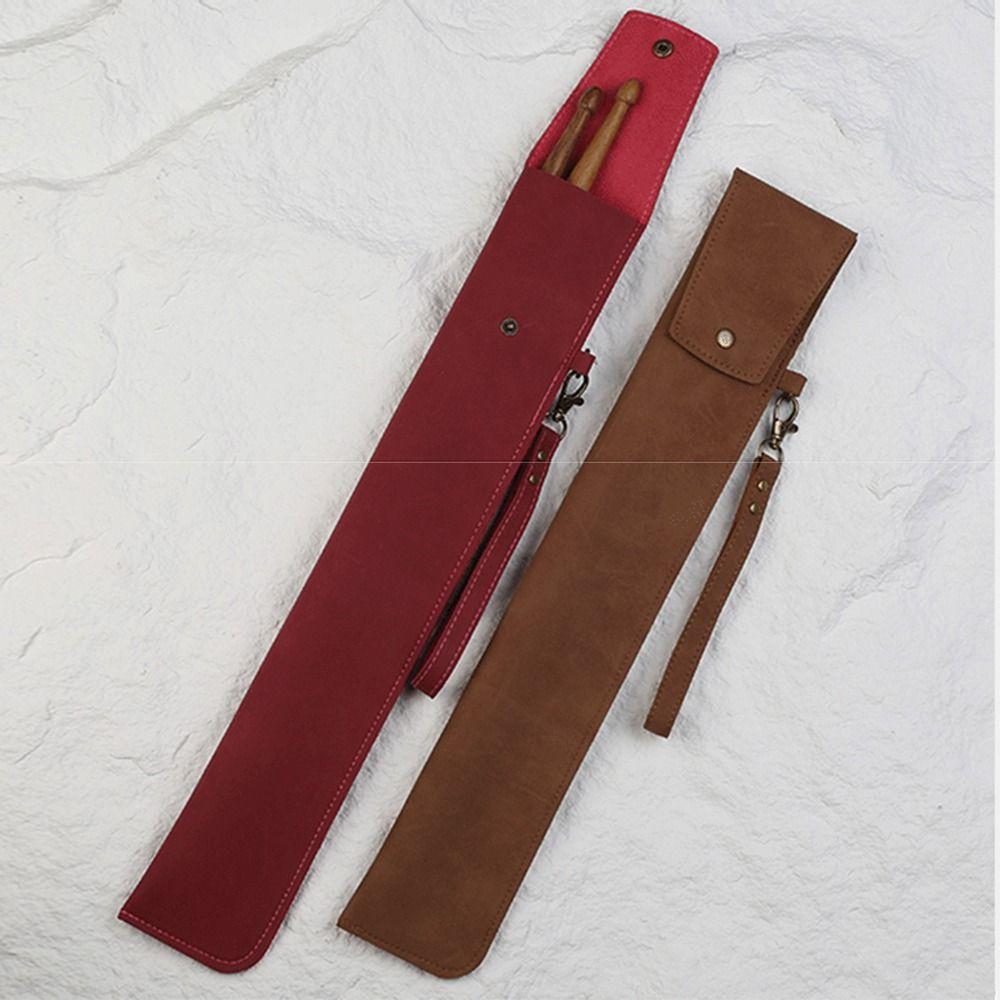 PU Leather Drum Stick Sleeve Portable Handle Drum Stick Case Practical Drumstick Storage Bag  Gift