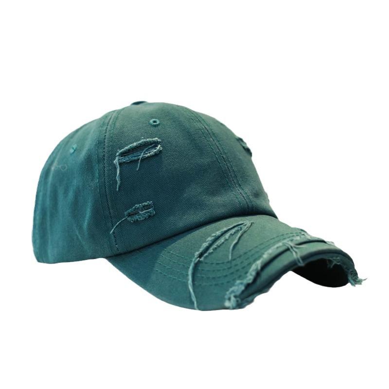 Vintage Style Distressed Ripped Baseball Cap - Unisex Trendy Spring Hip Hop Soft Curved Brim Sun Visor
