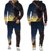 Tuta colorata con stampa 3D lupo Cool Hip Hop Streetwear Felpa con cappuccio con cerniera Tuta Uomo Donna Felpa con cappuccio casual Pantaloni da jogging
