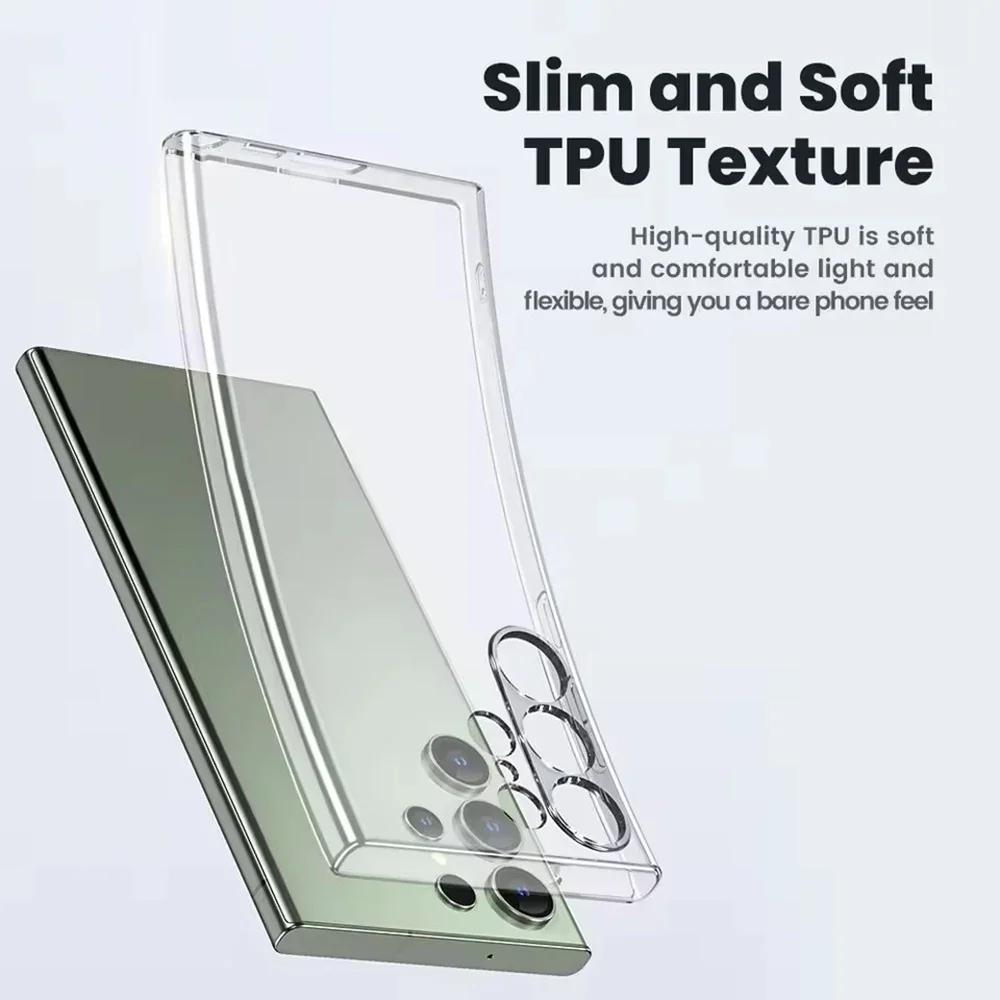 Simple Phone Case for Samsung S24 S23 S22 S21 Plus S25Ultra Clear Case for S23 S21 FE Transparent Soft TPU Protective Cover
