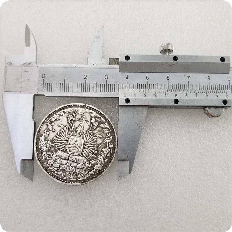 Antique Craftwork 39MM Thousand-Hand Guanyin Silver Coin #0176-1