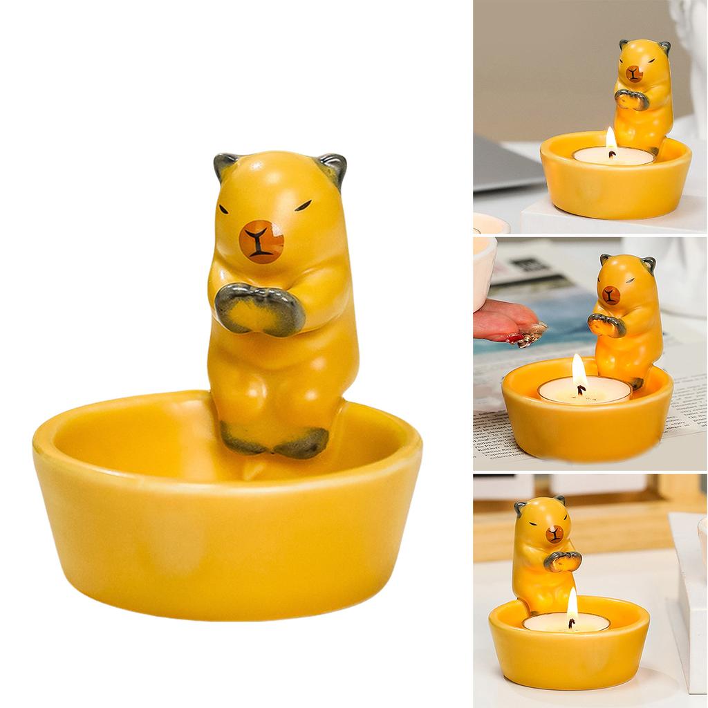 Capybara Figurine Candle Holder Ceramics Animal Warming Paws Tealight Holder Home Decoration for Animal Enthusiasts Gift