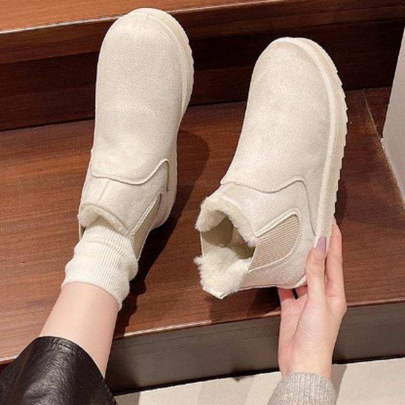 

Новые осенние и зимние зимние ботинки для женщин, теплые однотонные ботинки большого размера из хлопка с резинкой на толстой подошве, короткие хлопковые туфли для женщин 44 белый