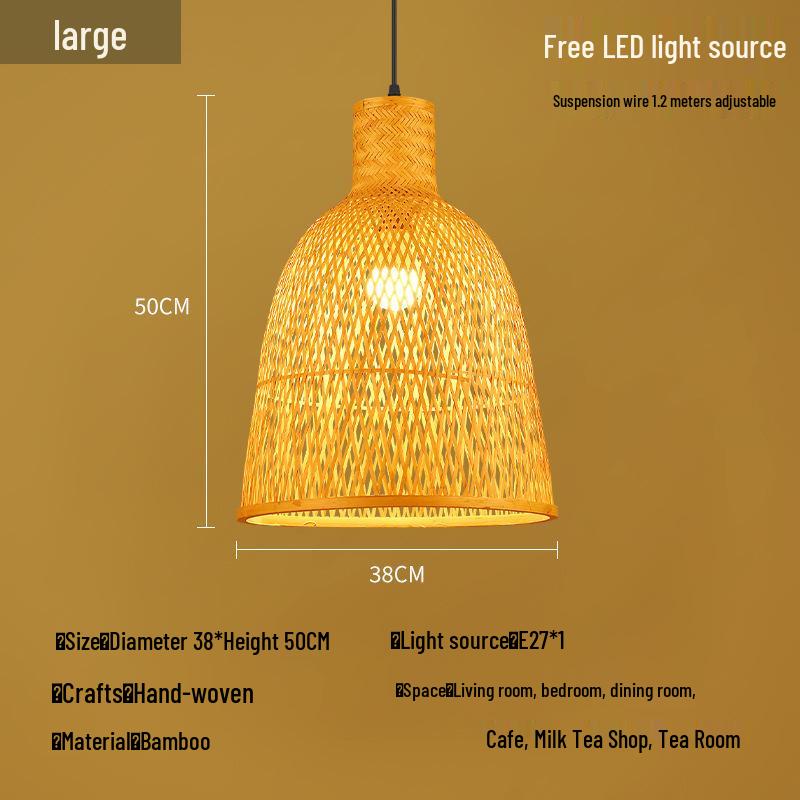 Bamboo Rattan Pendant Lamp: New Chinese & Japanese Style Zen Lighting for Tea Room & Dining, Antique Lantern Design.