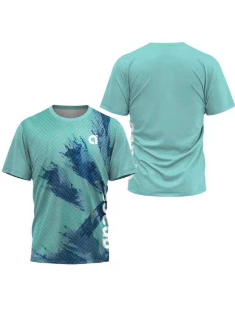 Summer 3D Printed Men's Round Neck Sports T-shirt Badminton Game Quick Drying T-shirt Table Tennis Outdoor Loose Sports Short Sleeve