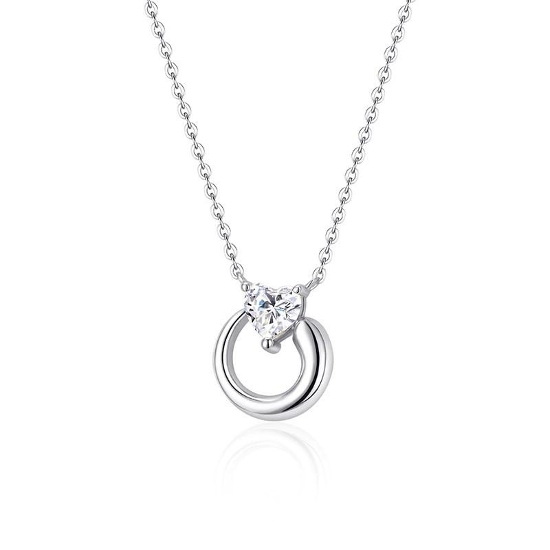 Factory 925 Sterling Silver Heart Zircon Pendant Necklaces for Women Daily Wear Silver Necklace Wedding Jewelry Gift