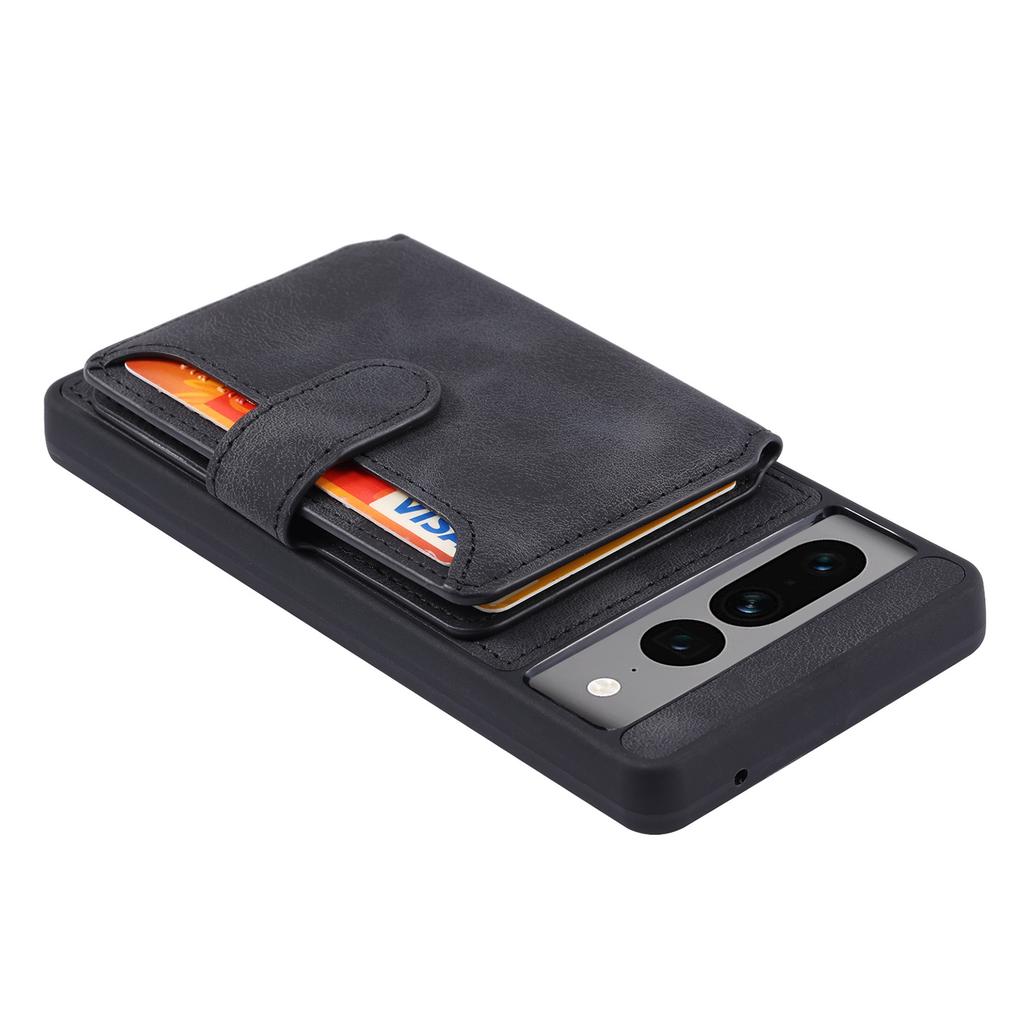 Shockproof RFID Blocking Case for Google Pixel 7 Pro 5G PU Leather TPU Phone Shell with Card Holder,Kickstand