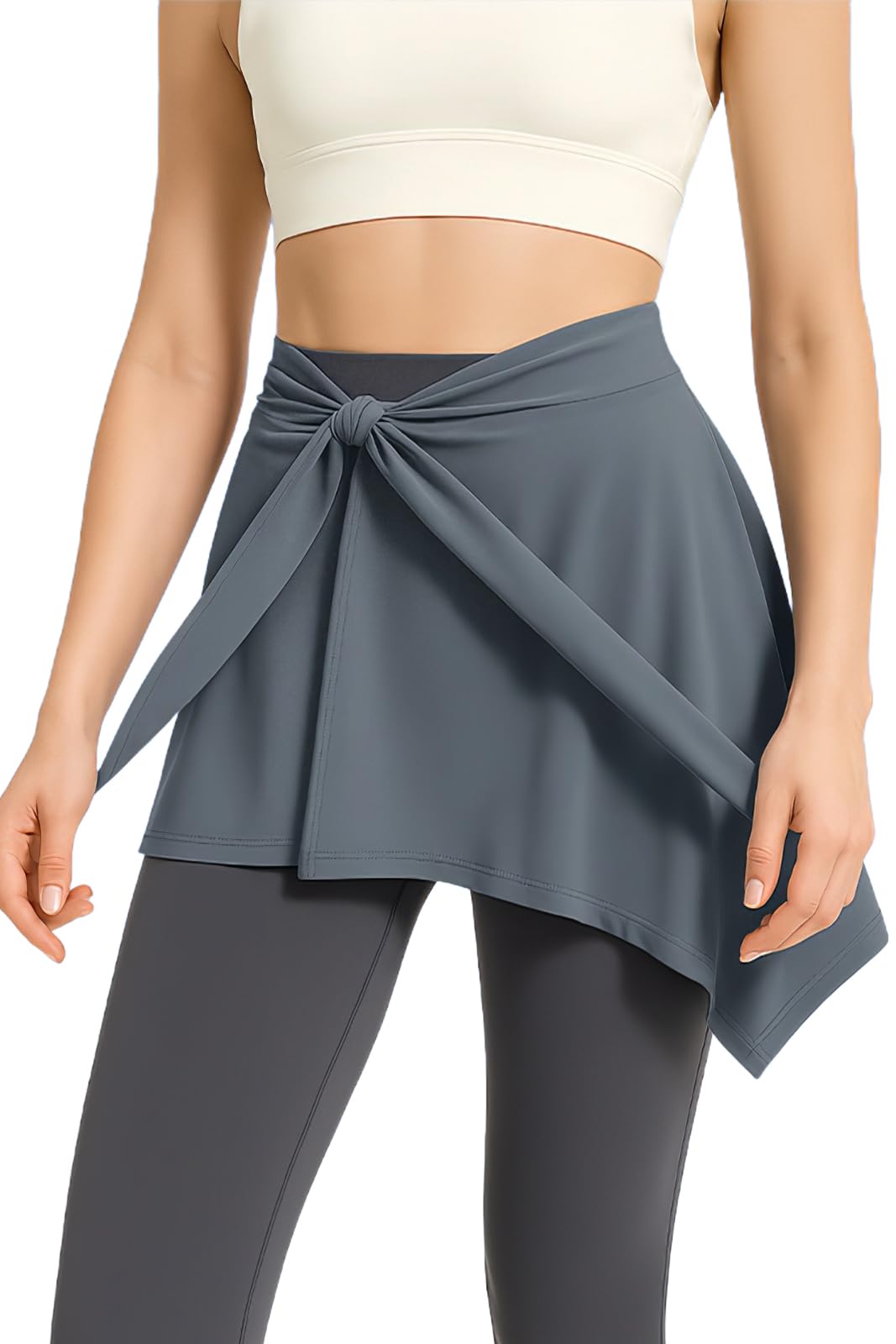 

MORGEN SKY Yoga Wear Hip Scarf with Flared Layered Tennis Skort PL01 Free Women s Waistband, Hem, Fit, Figure-Concealing, Alternative, Stretch, серый