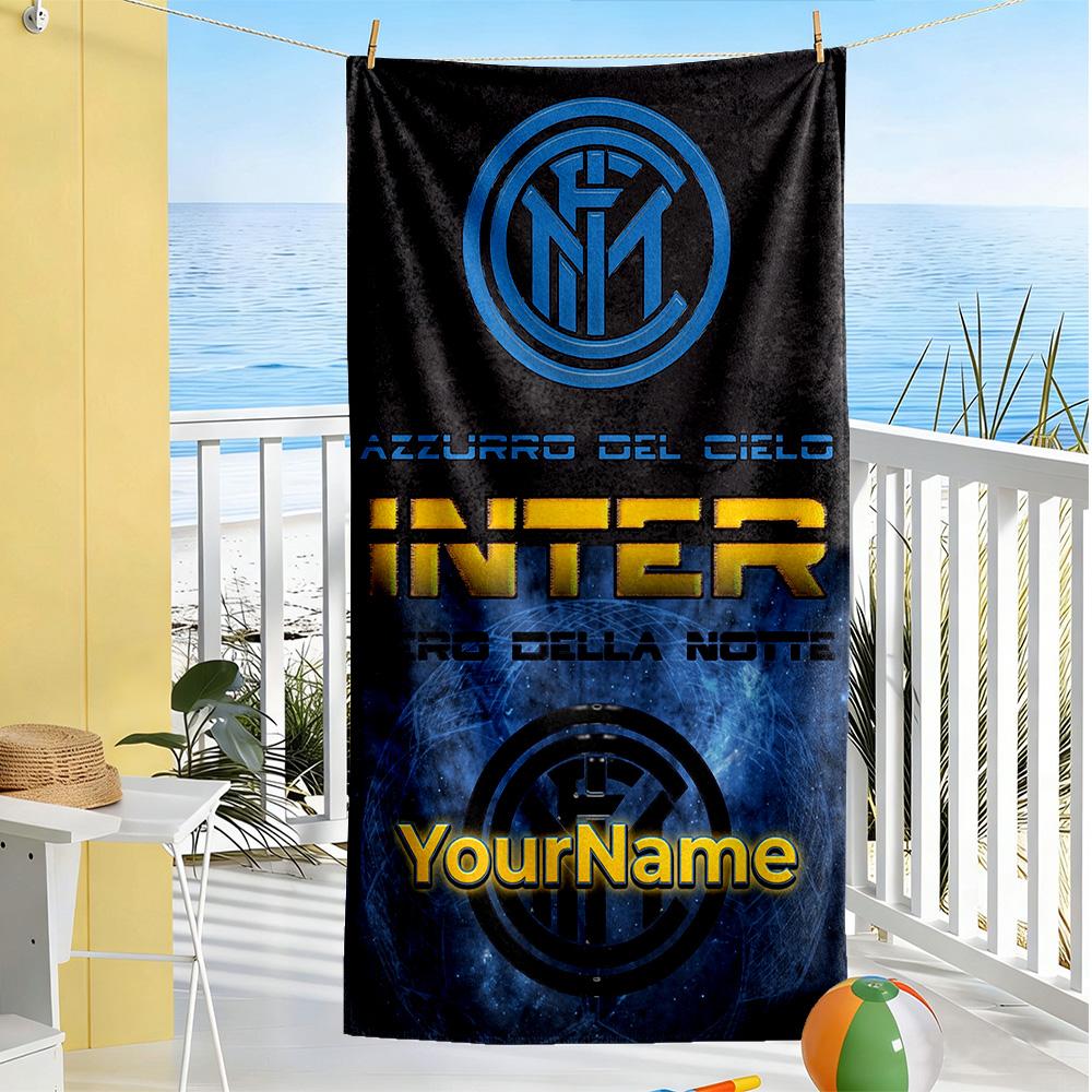 Inter Milan Customizable Name Beach Towel Super Soft & Absorbent Suitable for Sports Travel Swimming Yoga Bathroom Beach And Pool