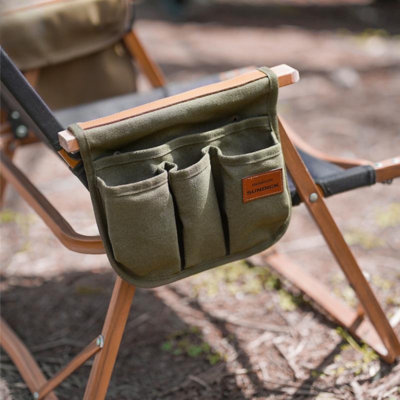 1PCS Cotton Canvas Camping Chair Armrest Organizer Pouch Multi-functional Portable Storage Bag for Outdoor Accessories