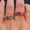 Luxury Green Emerald Open Ring for Women Zirconia Halo Adjustable Finger Ring Wedding Party Jewelry Gift