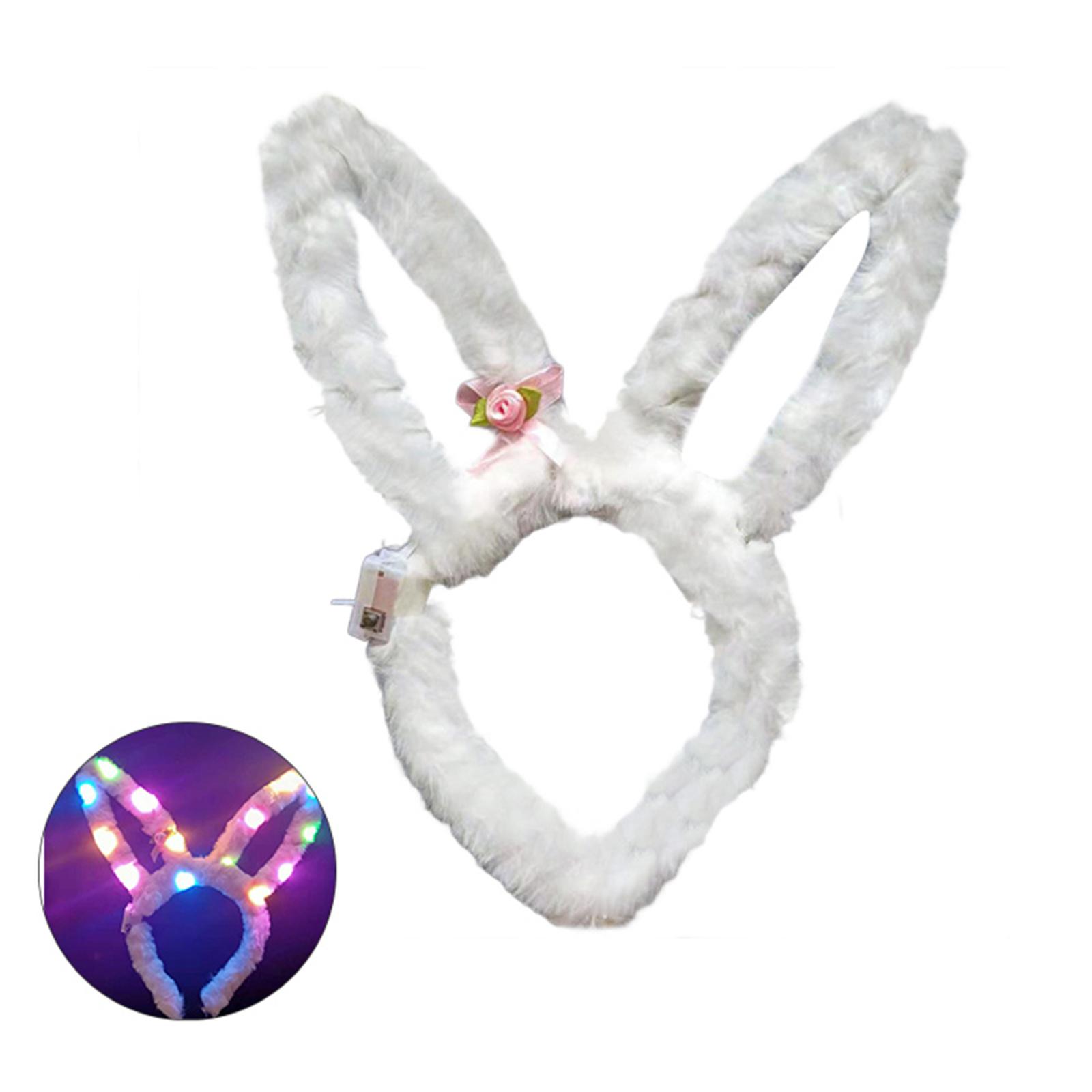 

Light Up Easter Headband Led Bunny Headband Glowing Plush Bunny Headband Led Rabbit Headband Luminous Led Headband білий