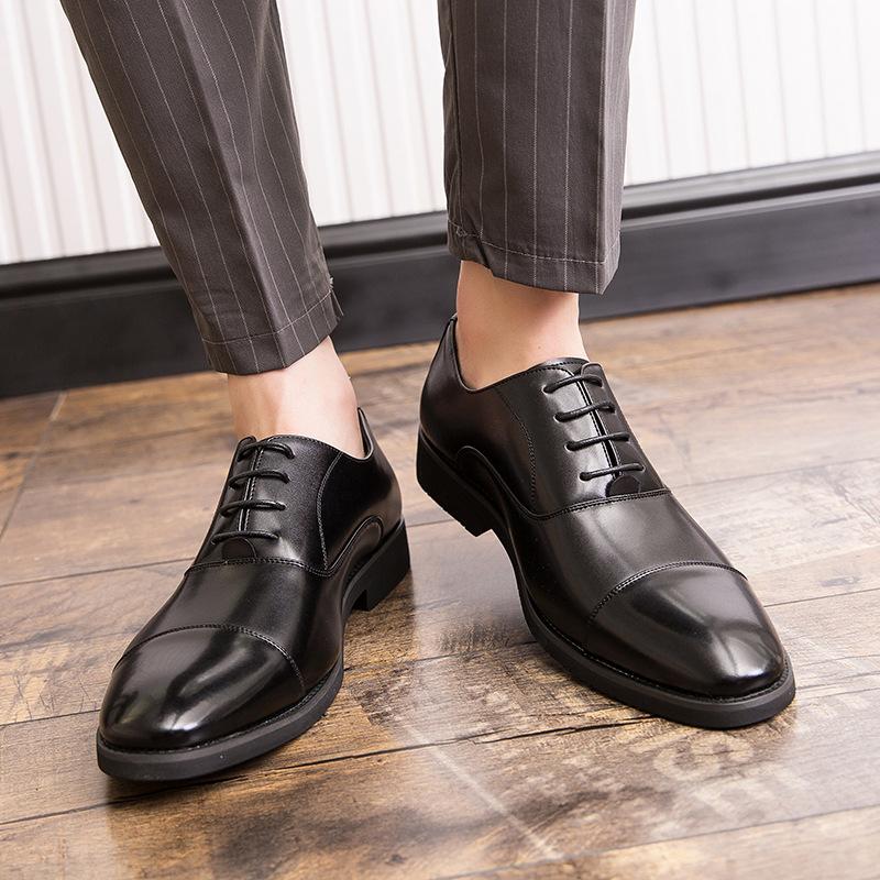 2025 Japanese fashion business leather shoes men's large size formal leather shoes professional office lace-up Oxford shoes