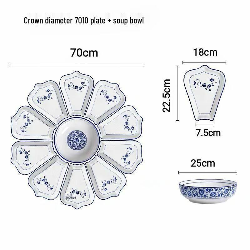 Blue & White Underglaze Ceramic Dinnerware Set