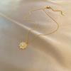 DIEYURO Stainless Steel Fashion Personality Geometric Zircon Necklace Shell Flower Pendant Hong Kong Clavicle Chain Gift