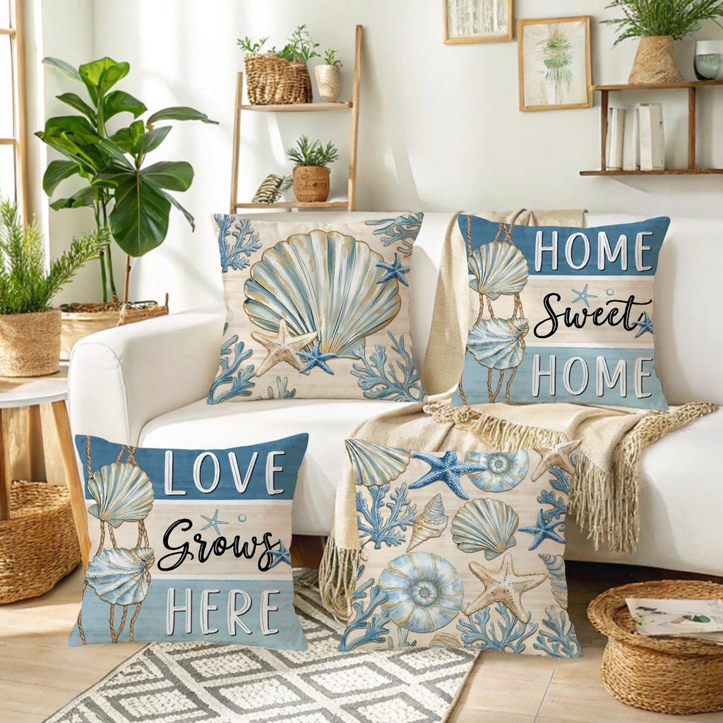 Nautical Shell - inspired Pillow CoversLiving room sofa cushion cover, soft and comfortable, bedroom room decoration