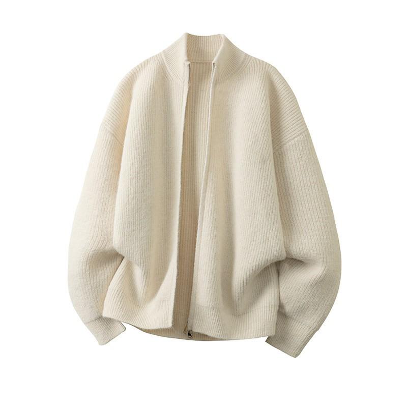 Unisex Knit Cardigan Sweater With Zipper Casual Long Sleeve Jacket Youth Fashion