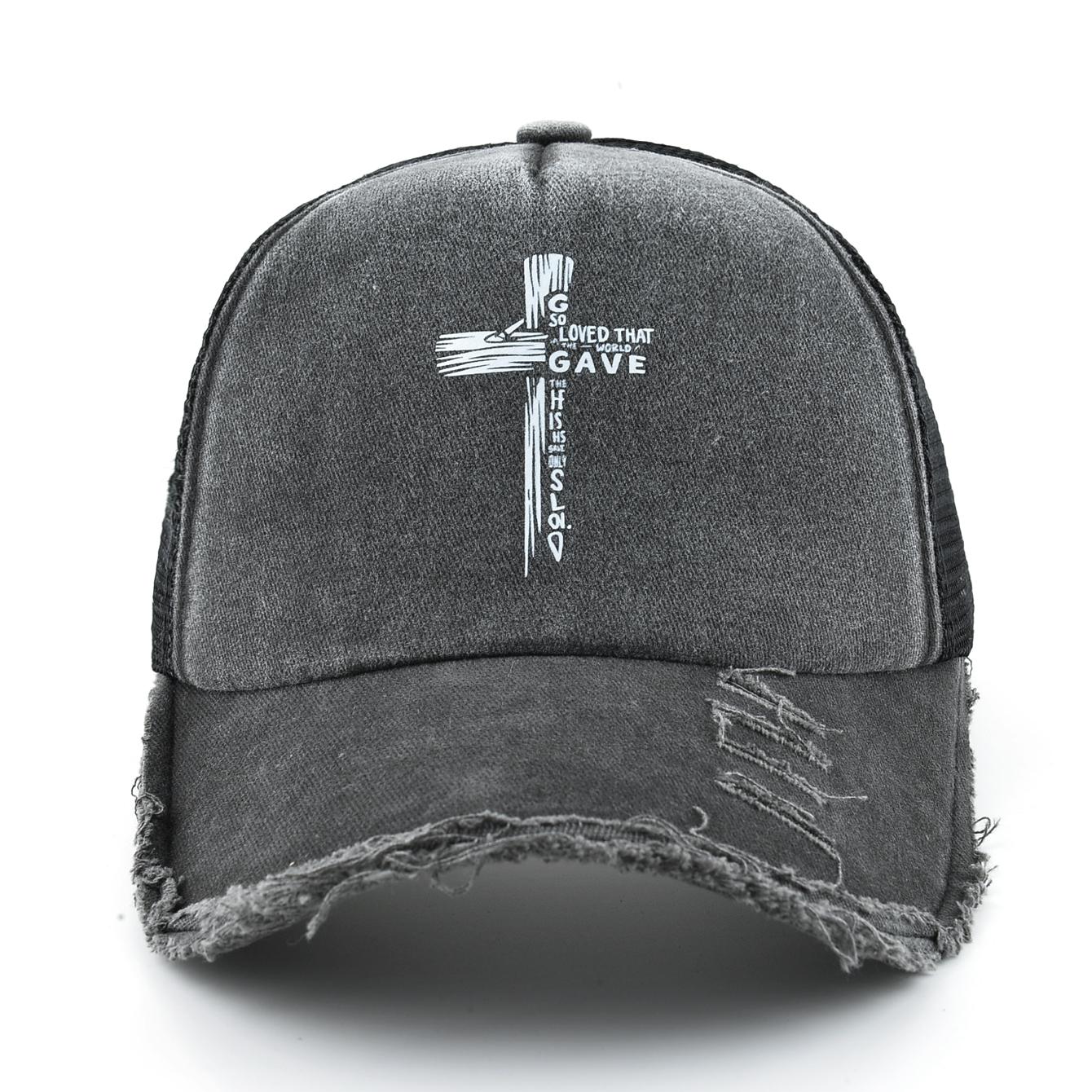 

Washed Denim Pink Baseball Cap Women Printing Cross Sun Visor Cap Men Snapback Hip Hop Trucker Cap Breathable Mesh Hat серый