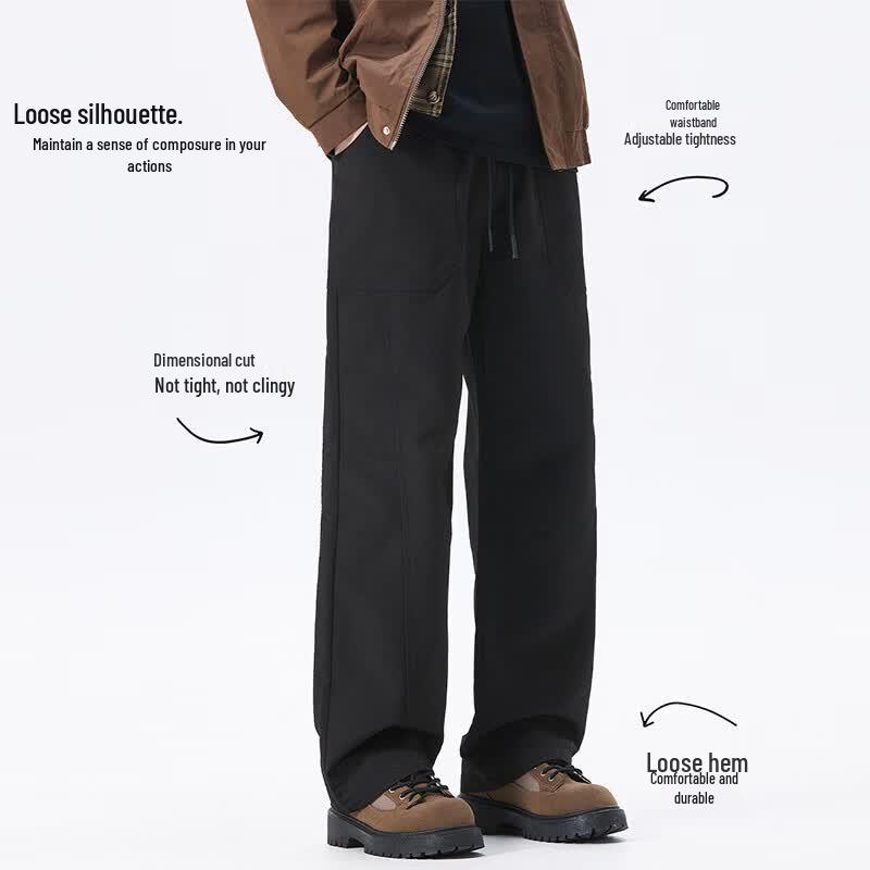 MEDE Men's Loose Straight Wide Leg Casual Trousers