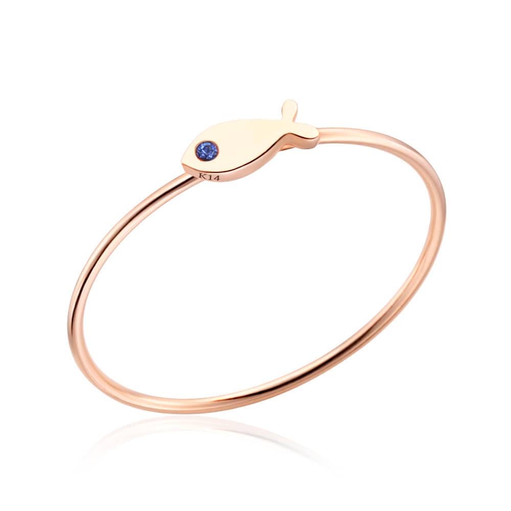 [Bnbgold] 14K/18K Fish Birthstone 1mm September Sapphire Tension Ring Npr29264