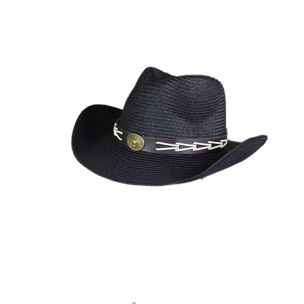 Tibetan retro calf head belt top hat outdoor travel men and women sunshade sunscreen big brim cool hat western cowboy hat