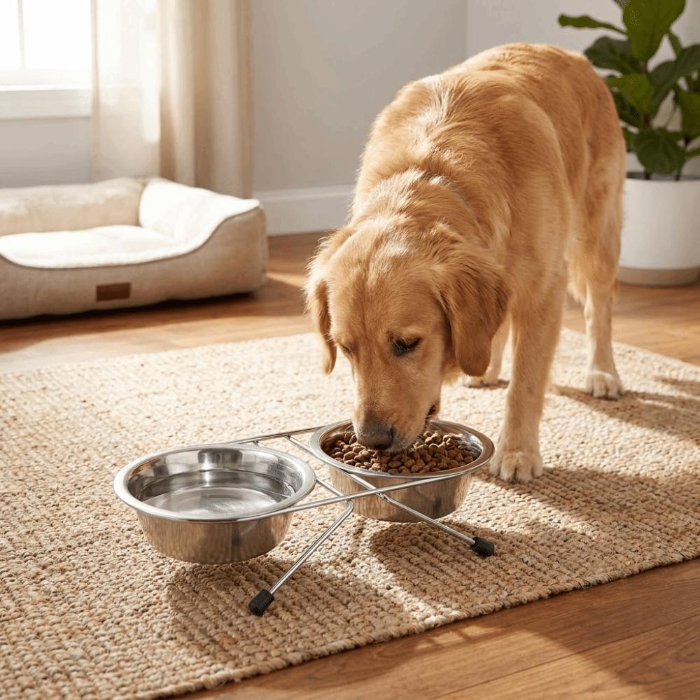 Anti-leak Stainless Steel Pet Bowl Durable Pet Drinking Bowl Cat Double Bowl Pet Feeding