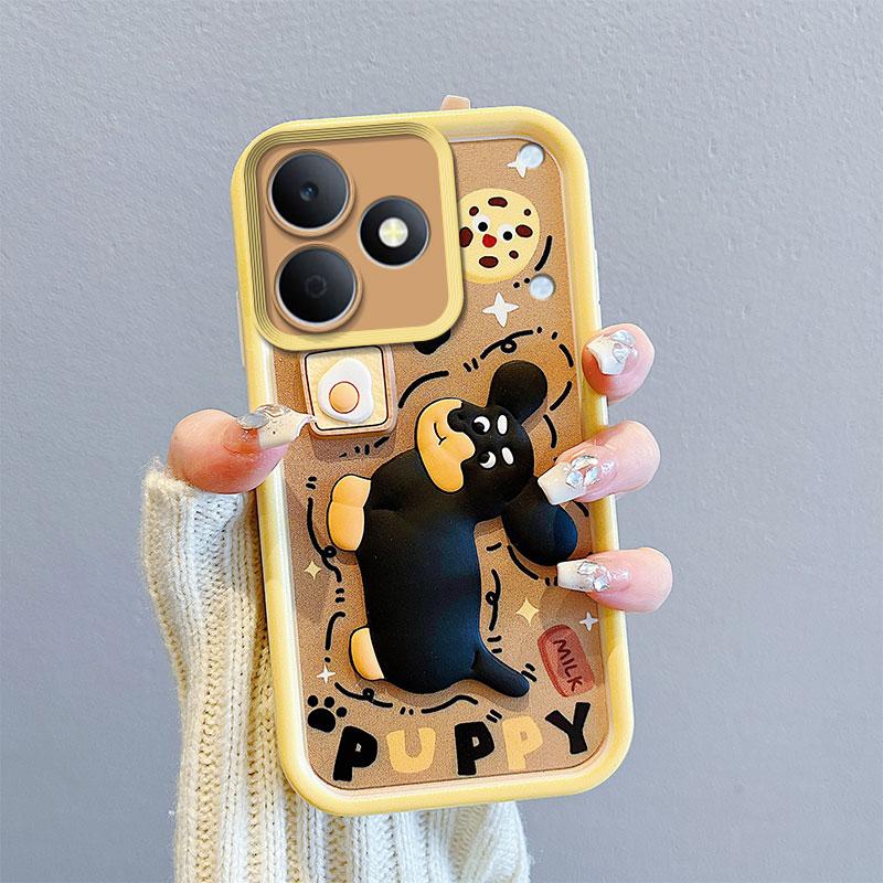 KEYSION Shockproof Case for Realme Note 80 with Lanyard Soft Silicone Cute 3D Cartoon Doll Phone Cover for Realme Note 80