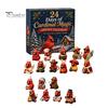 Christmas Desk Decor Red Bird Advent Calendar, 24 Unique Miniature Holiday Ornament Set Figurines, Tree Hanging Ornaments for Gifts Parent Child