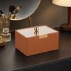Dustproof PU Leather Desktop Storage Box Lined Interior with