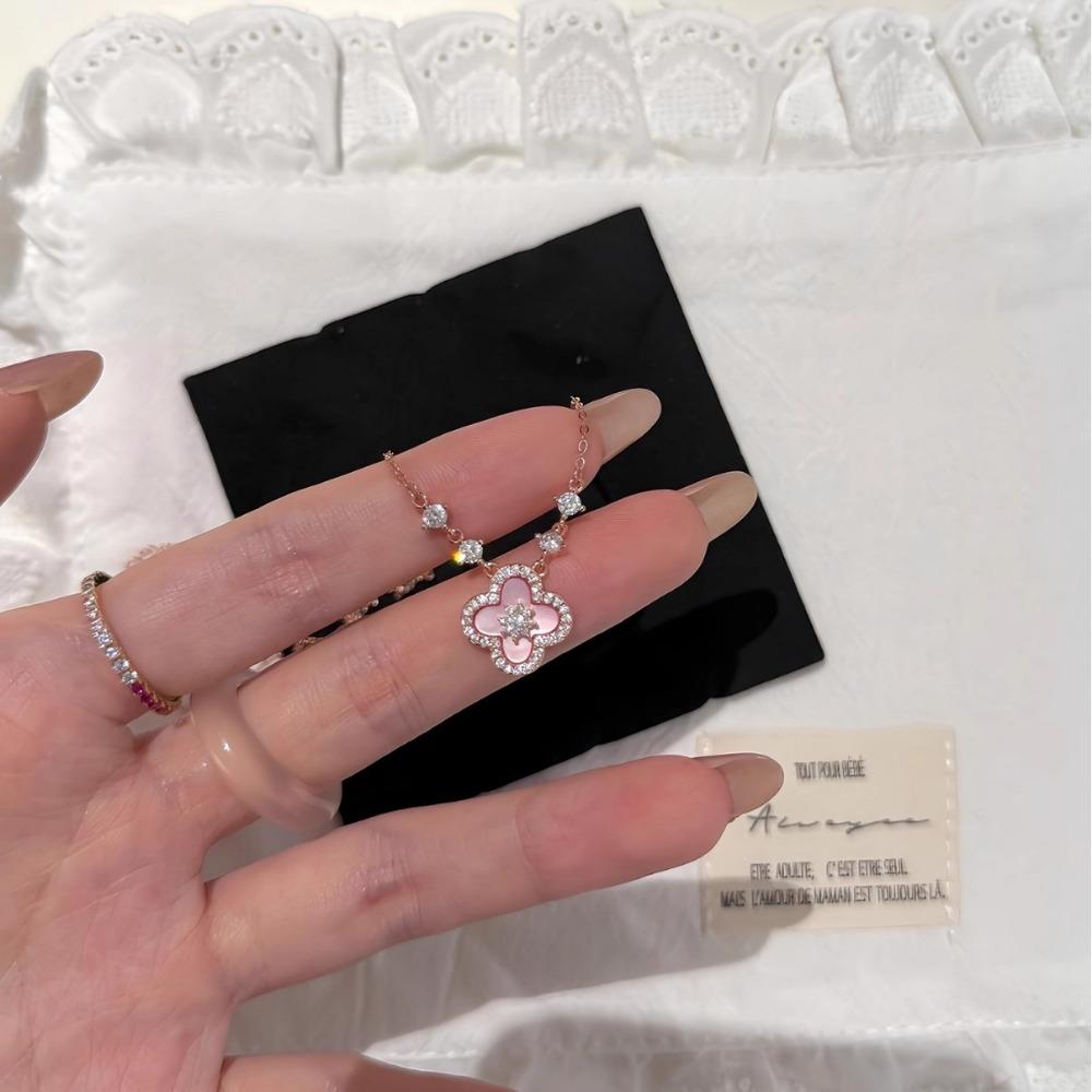 Glücksklee Zirkonia Set - Damen Halskette Armband Ohrringe - Luxus Mode Braut Accessoires