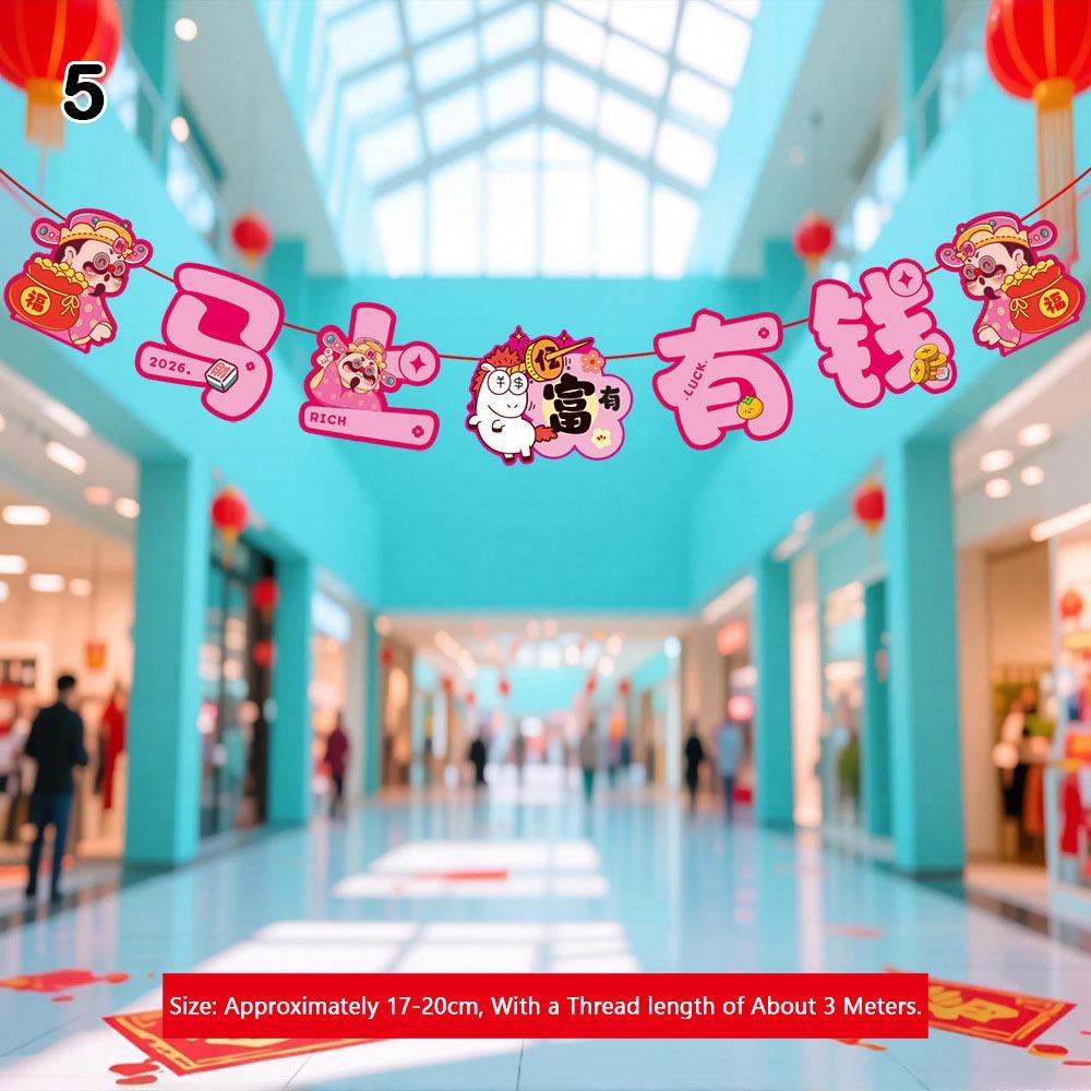 New 2026 Year Year of The Horse Flag Festival Atmosphere Hanging Flag New Year Decorations Ornaments Spring Festival Decorations