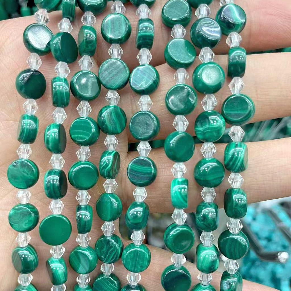 Pure Natural Malachite Tube & Oval Abacus Loose Beads for DIY Bracelet Jewelry