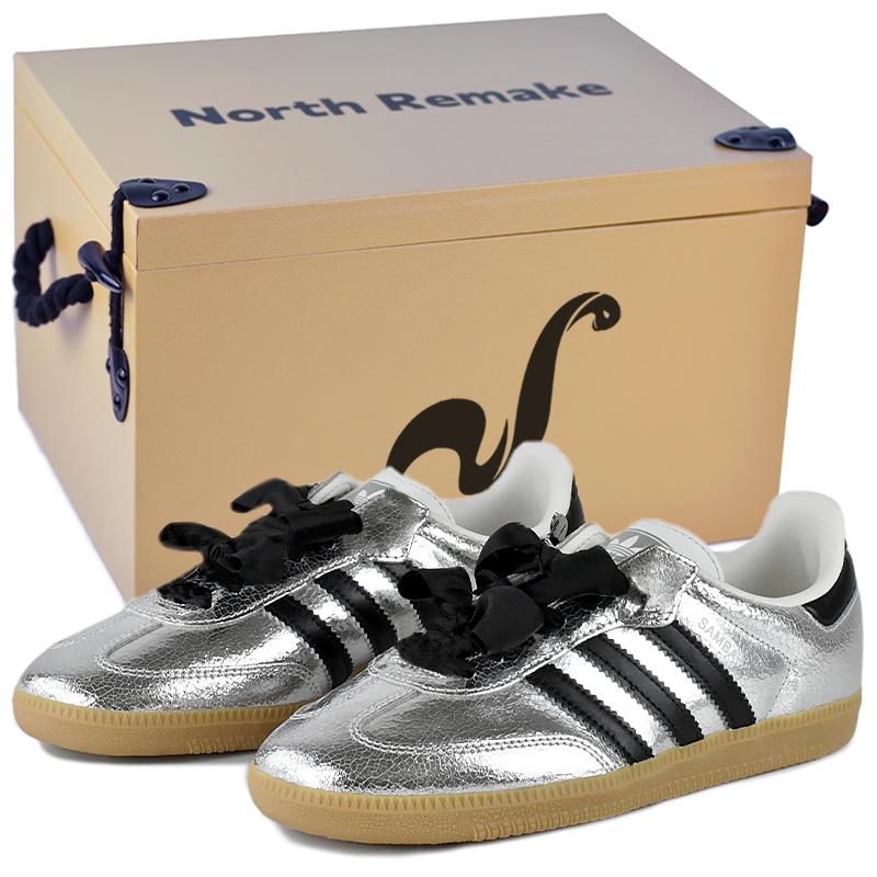 adidas Оригінали SAMBA OG Німецькі армійські кросівки Жіночі низькі Чорний/Сріблястий JR0035(Team96-S-BOX)