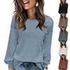 Dam Rund Hals Färg Ihålig Knapp Långärmad Casual Stickad Patchwork Topp