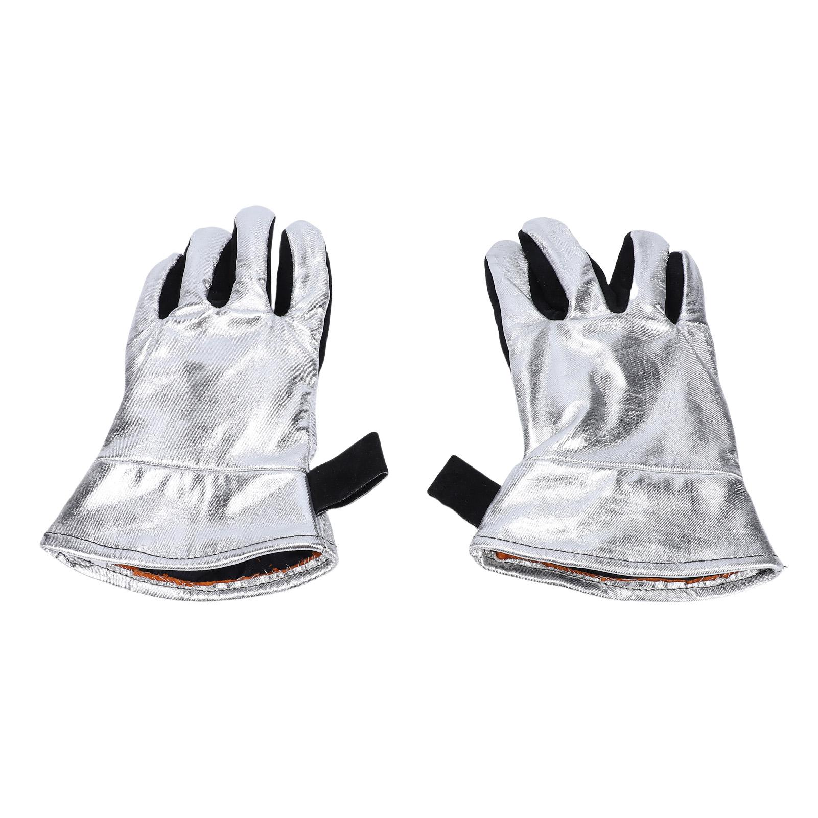 Leather Welding Gloves Welding Gloves Cowhide Leather Heatproof Fireproof Barbecue Gloves for BBQ Grill Fireplace Industrial