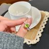 New Product Water Drop Natural Crystal Stone Olivine Colored Treasure Ring S925 Sterling Silver Niche Finger Ring Fashion Retro Jewelry Gift