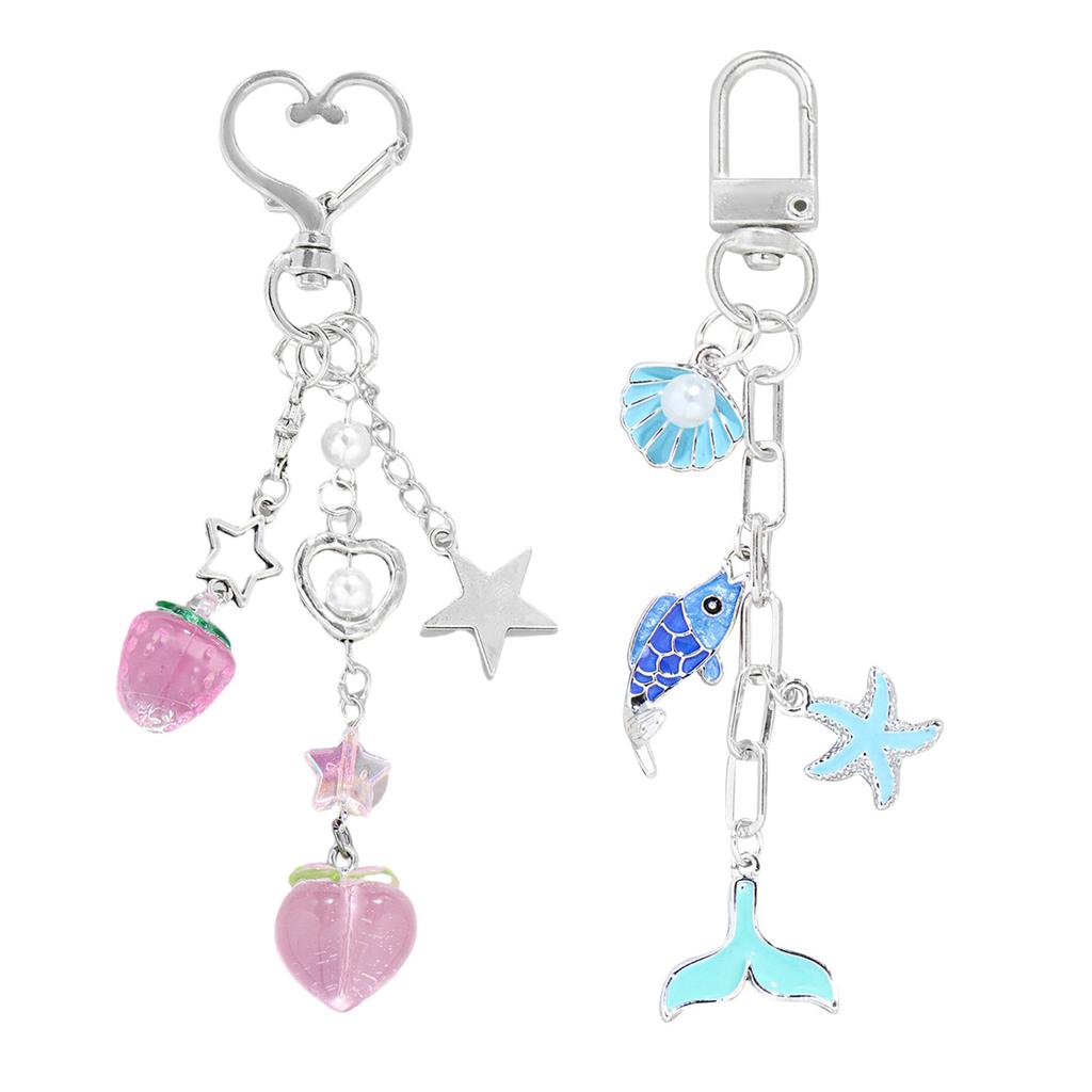 Sweet Phone Charm Decoration Elegant Keychain Adornment Key Rings Pendant Aesthetic Mobile Charm Decorations