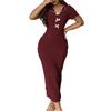 Sweet Bow Women's Mid-Length Nightdress - Early Autumn Pajamas and Home Wear Collection
