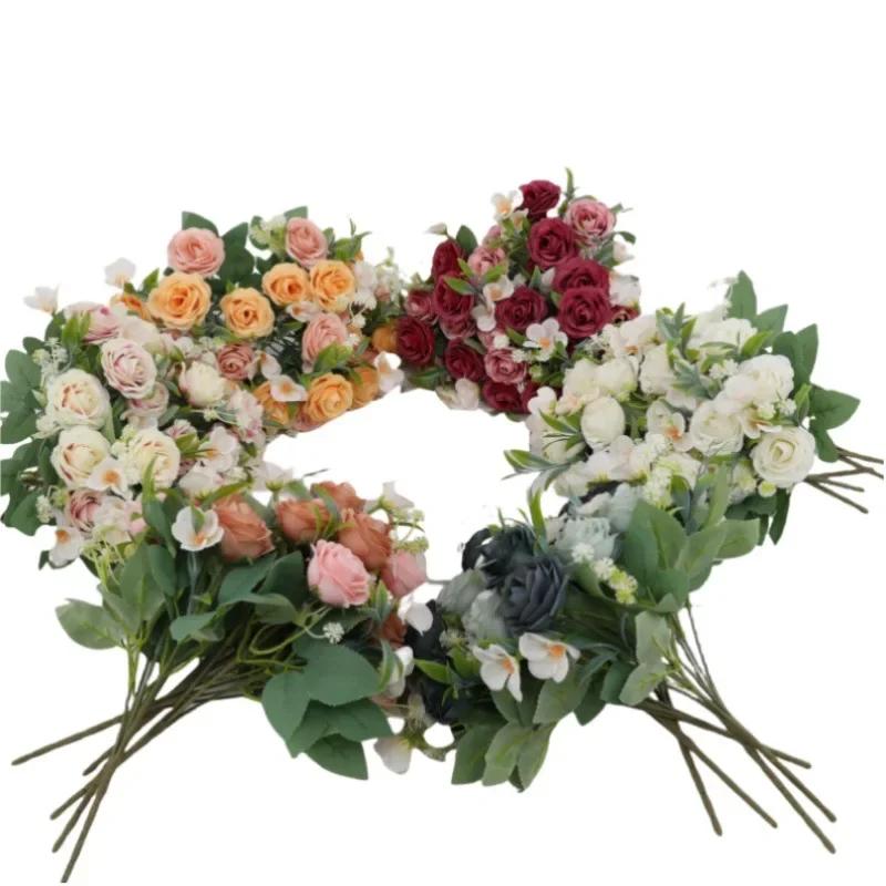 3pcs Ramo de Rosas Camelia de Simulación de Seda Flores Falsas de Seda Decoración de Restaurante Flor Artificial Rosa Camelia