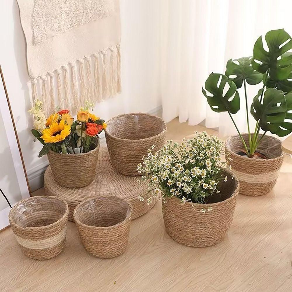 1Pcs For Garden Terraces Flower Pot Basket Planter Basket Woven Plant Flower Basket