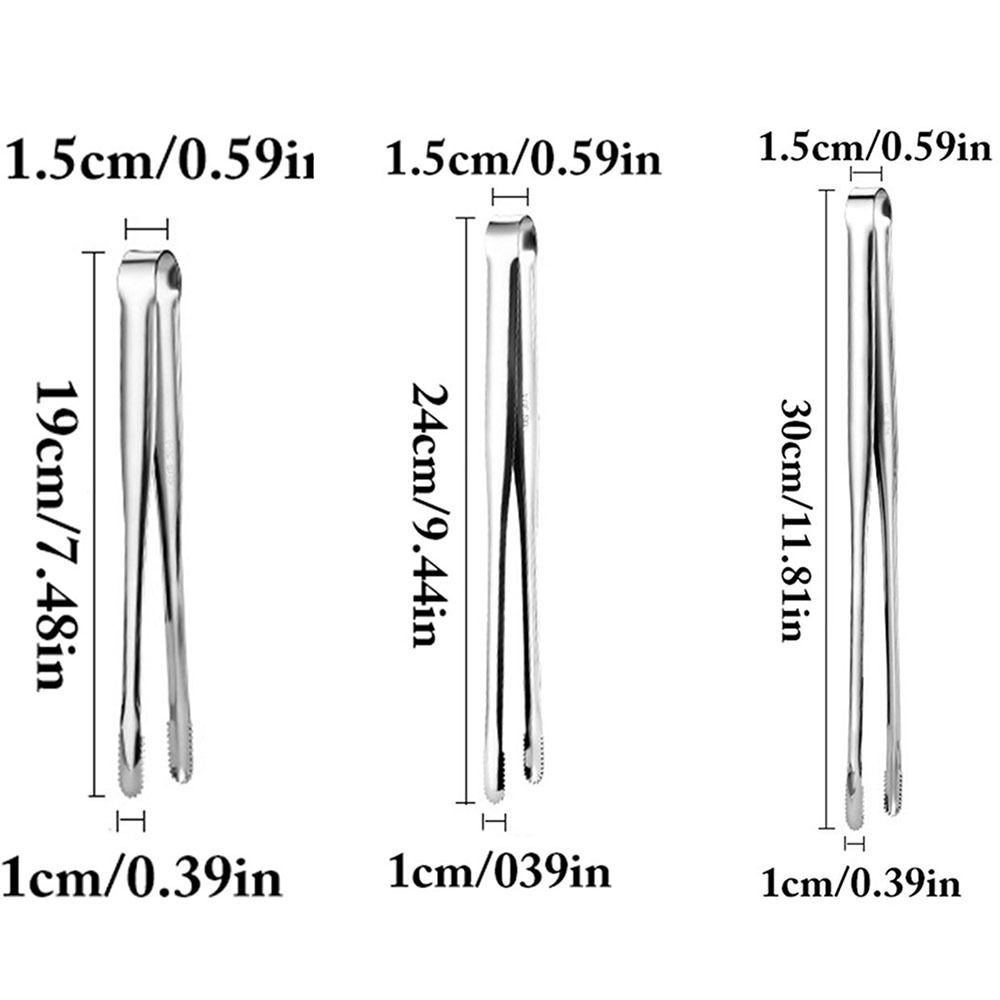 3pcs 304 Stainless Steel Barbecue Tongs Non-Stick Heat Resistant Steak Tongs Non-slip Corrosion-resistant Food Tongs